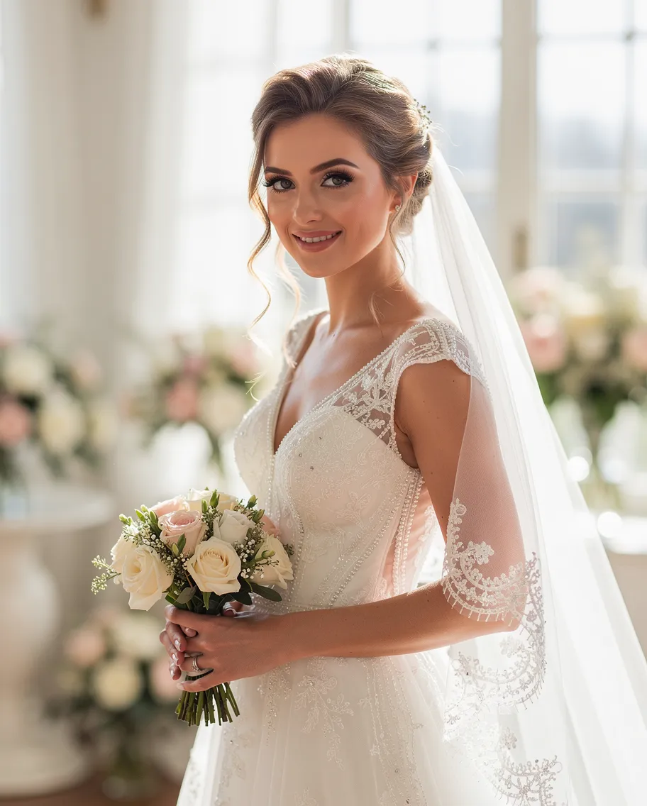 Õnnelik pruut ripsmetega